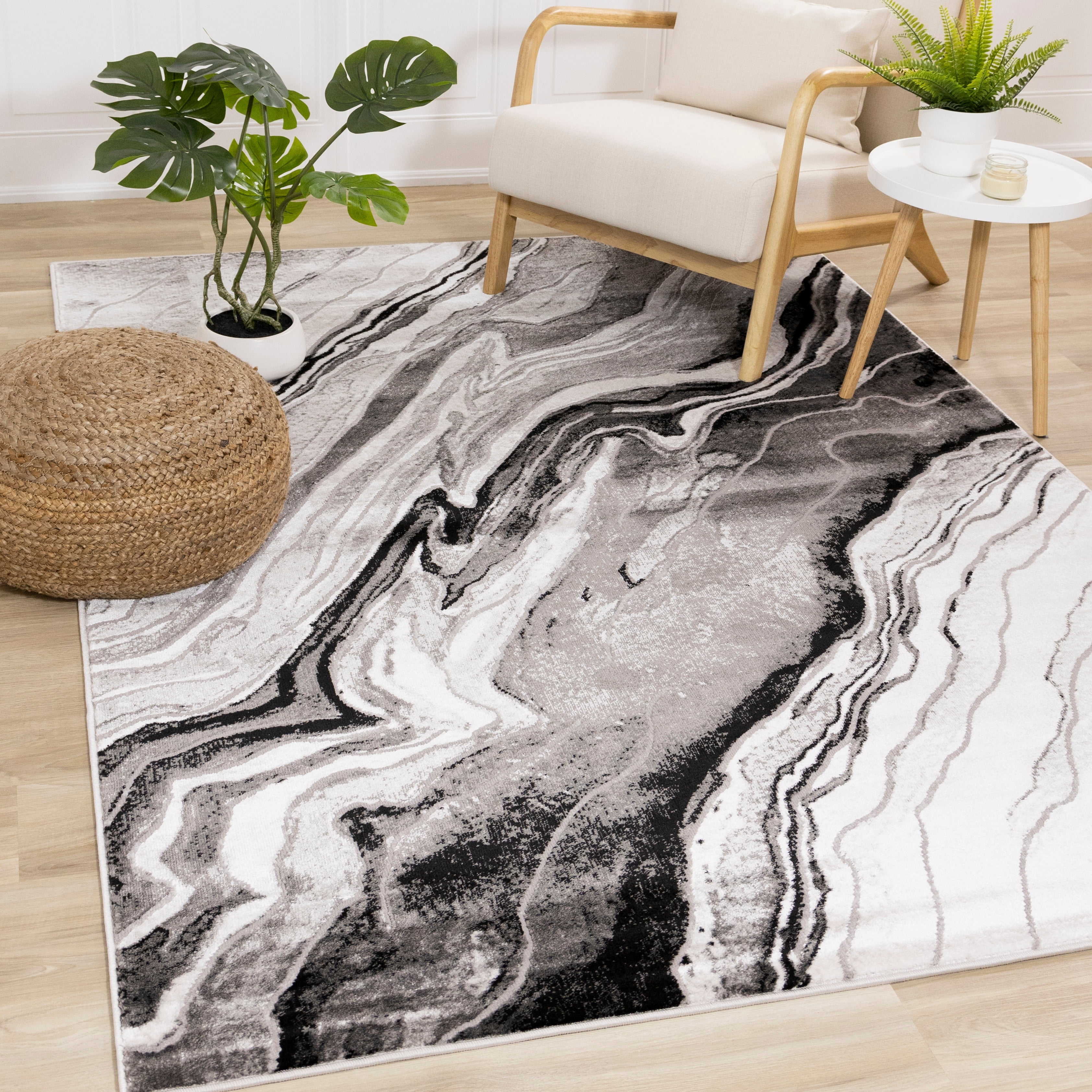 Chase Collection - Grey/White Black Rock Profile Rug 8' x 10'/Surplus 8' x 10'