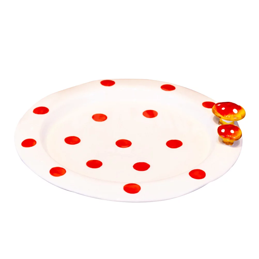 Hand-painted Ceramic Plate Stereo Mushroom Bread Plate Salad Dish Tableware