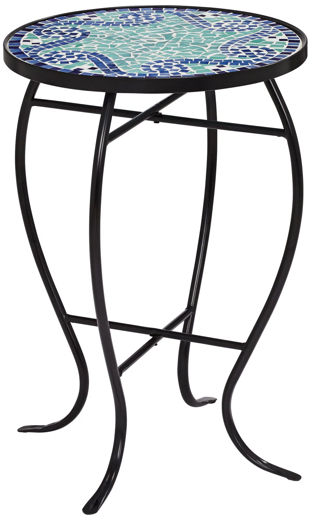 Teal Island Designs Modern Black Round Outdoor Accent Side Table 14