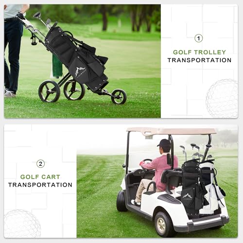 Lightweight Golf Stand Bag with 5 Way Full-Length Dividers, Semi-Concealed Stand, Folding Base, Adjustable Dual Straps and 8 Pockets