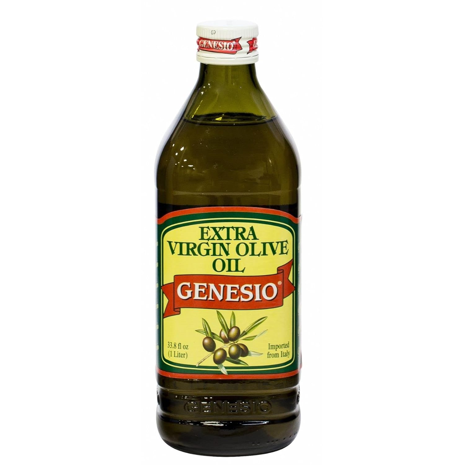 Genesio Extra Virgin Olive Oil, Premium First Cold Pressed, 1 Liter Glass Bottle