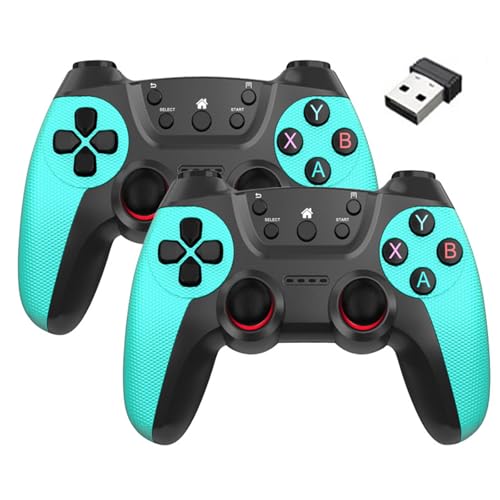 Gaming Controller for 2 Players, 2.4G Dual Handle with USB Receiver, AAA Battery-Powered, Plug-and-Play Ergonomic Gamepad for PC/Laptop/Console -white (Black)