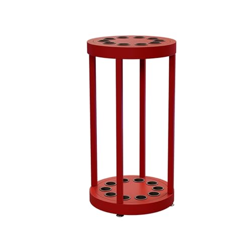 Metal Pool Cue Holder Stand - Holds 10 Cues, Portable Billiards Storage Solution, Space-Saving Design for Billiard Rooms, Clubs, Bars - Stylish Red Finish