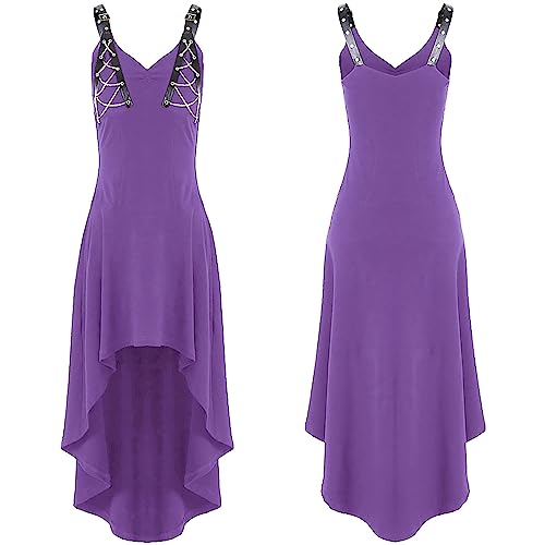 JEGULV Women's Steampunk Victoria Dress Vintage Renaissance Gothic Dress Off Shoulder Medieval Gothic Dress Gown Costume