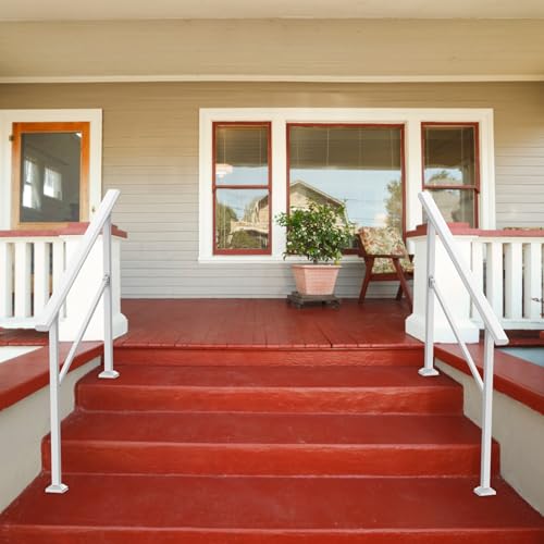 3 Steps Handrails for Outdoor Steps,Heavy Duty Metal Handrail,Black Wrought Iron Railing for Wooden Steps,Handrails for Concrete Steps,Hand Rails for Indoor/Outdoor Steps for Elderly(1-3 Steps)