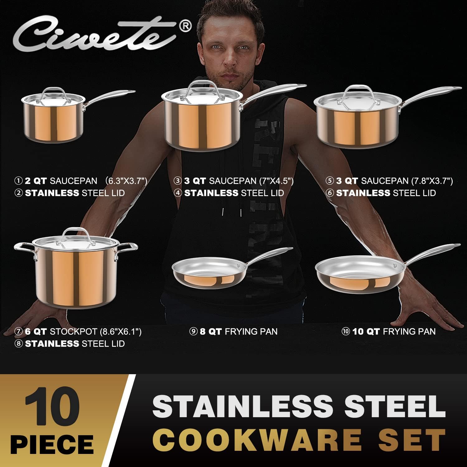 Stainless Steel Cookware Set 11pc & 10 pc