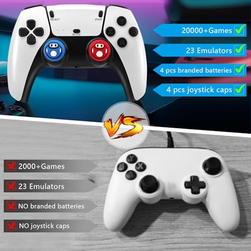 2025 Retro Gaming Console Stick Pro - 4K HDMI Plug & Play TV Game Stick with 20,000+ Classic Games, 23 Emulators & Dual 2.4G Wireless Controllers - Nostalgic Wireless Retro Console for Adults & Kids