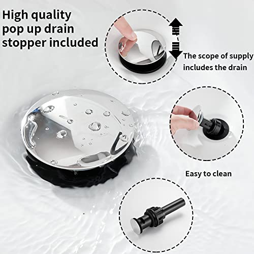 GGStudy 360° Swivel Antique Brass Bathroom Vessel Sink Faucet Single Handle One Hole Matching with Pop Up Drain