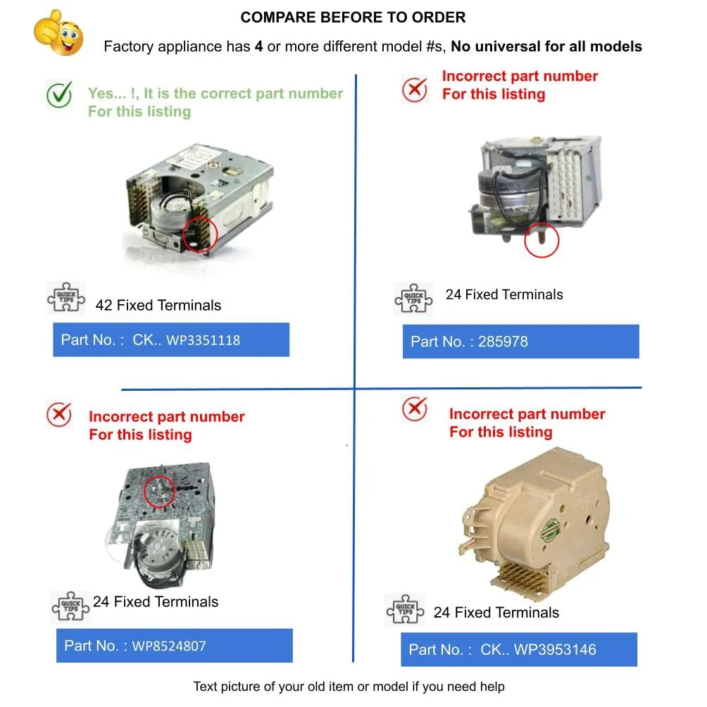 GLOB PRO SOLUTIONS AP6008051 PS11741180 Washer Timer 42 Fixed Terminals Heavy DUTY