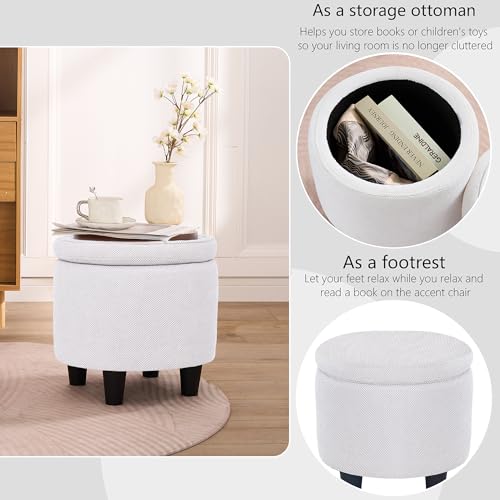 360° Swivel Accent Chairs with Ottoman, Modern Comfy Fabric Barrel Living Room Chair, Leisure Bedroom Armchair with Footstool, Blue