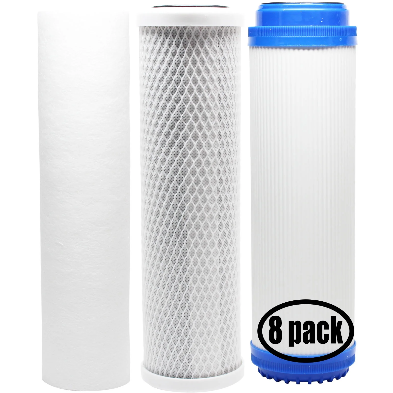 8-Pack Replacement for Filter Kit for Purenex SS-1 RO System - Includes Carbon Block Filter, PP Sediment Filter & GAC Filter - Denali Pure Brand