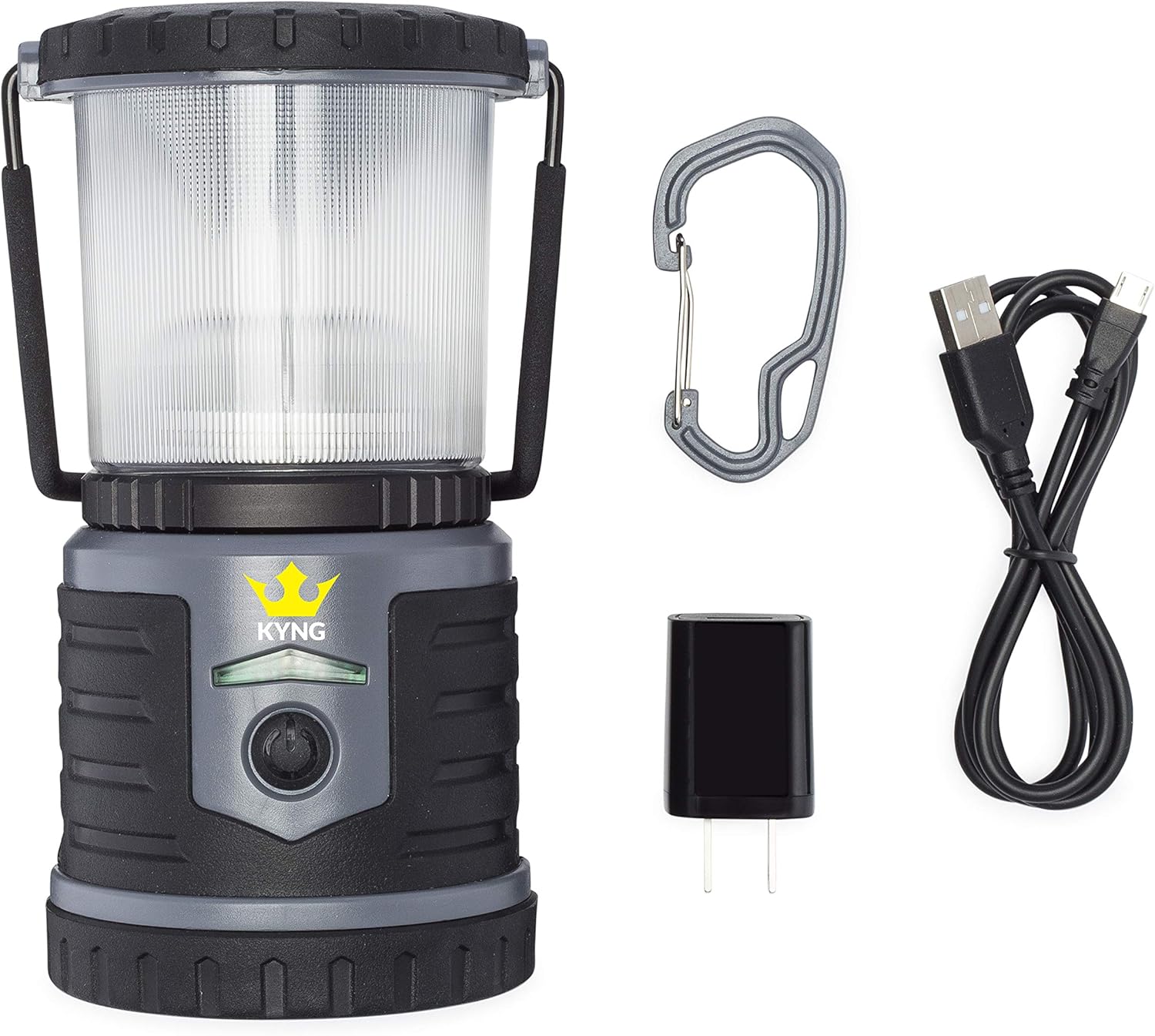 KYNG Rechargeable LED Lantern Brightest Light for Camping, Emergency Use, Outdoors, and Home- Lasts for 250 Hours on a Single Charge- Includes USB Cord and Wall Plug, Built in Phone Charger