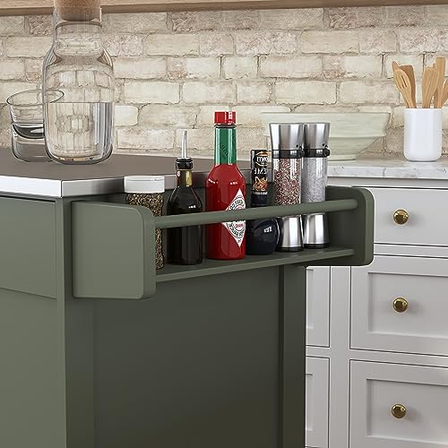 homestyles Mobile Kitchen Island Cart with Stainless Steel Top, Sage Green