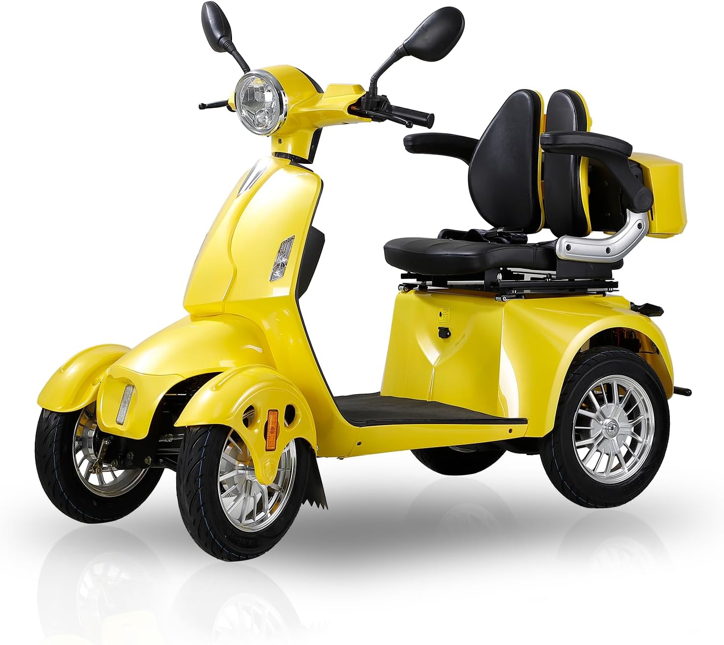 800W Heavy Duty 4 Wheel Mobility Scooters for Seniors & Adults 500lbs Capacity, Powered Mobility Scooters with 3-Speed Control & USB Charger Port, Under Seat Storage, Yellow