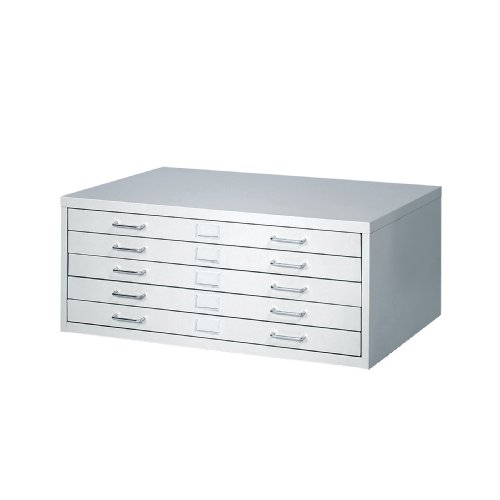 Safco Products 4969LG Facil Steel Flat File, 5 Drawer Metal Cabinet, Small (Optional Base Sold Separately), Light Gray