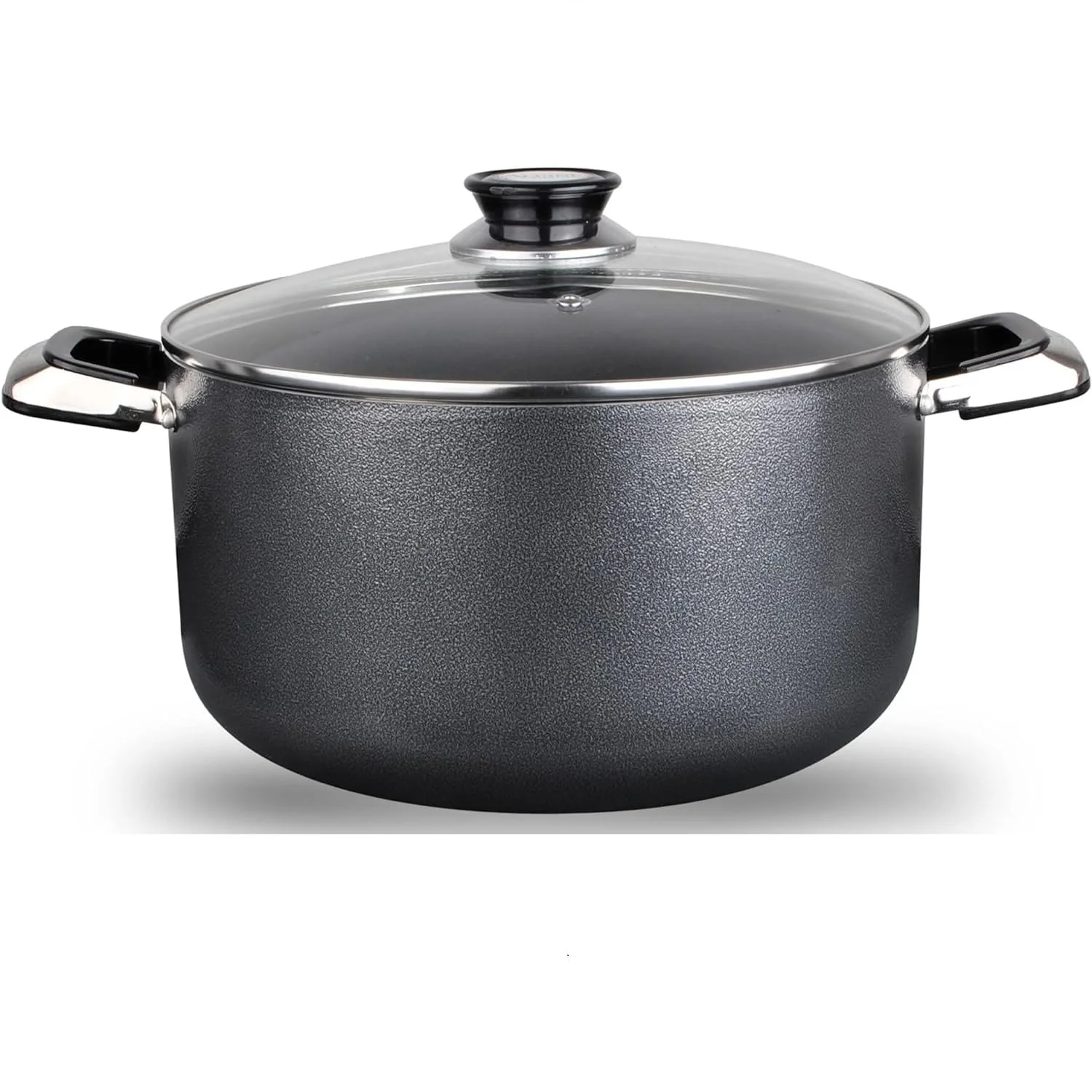 Alpine Cuisine 10 Quart Non-stick Stock Pot with Tempered Glass Lid and Carrying Handles, Multi-Purpose Cookware Aluminum Dutch Oven for Braising, Boiling, Stewing