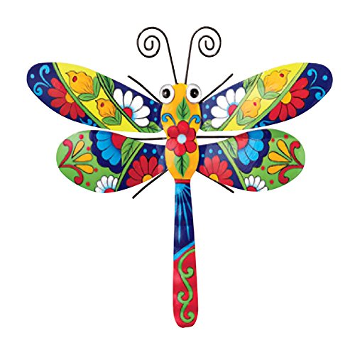 Collections Etc Colorful Metal Mexican Talavera-Style Insect Garden Wall Art for Indoor and Outdoor Decoration, Butterfly