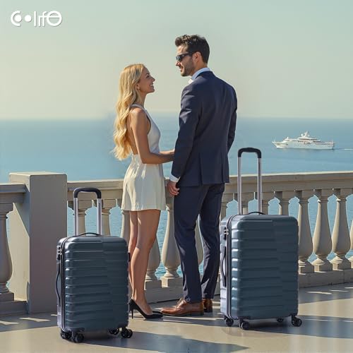 Coolife Luggage Suitcase Carry on Hardside PC+ABS Spinner TSA Lock Telescopic Handle