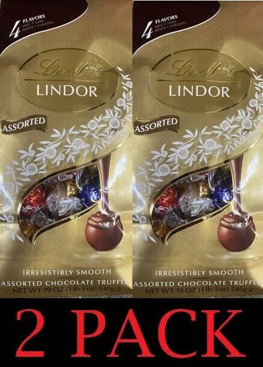 2x Lindt LINDOR Assorted Chocolate Truffles 19 oz Bag - 4 FLAVORS - 2 PACK