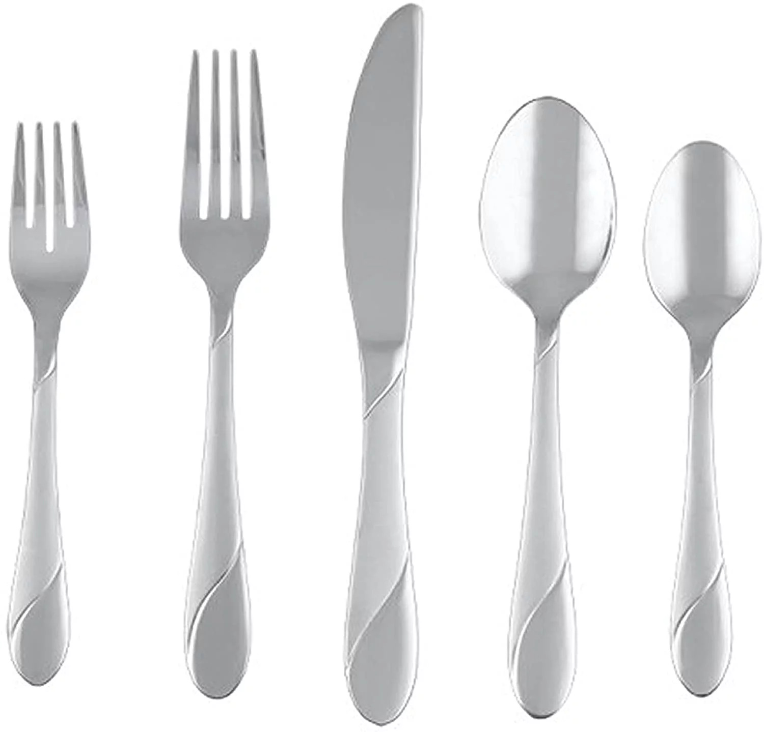 Cambridge Silversmiths Swirl Sand 20-Piece Flatware Silverware Set, Stainless Steel, Service for 4, Includes Forks/Spoons/Knives