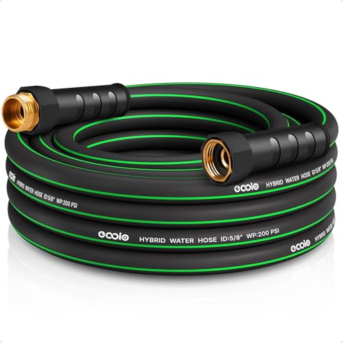 Heavy Duty Garden Hose 25ft, NON-EXPANDABLE Flexible Water Hose, Kink Resistant Lightweight Hybrid Hose, Leakproof Hose Male to Female Fittings