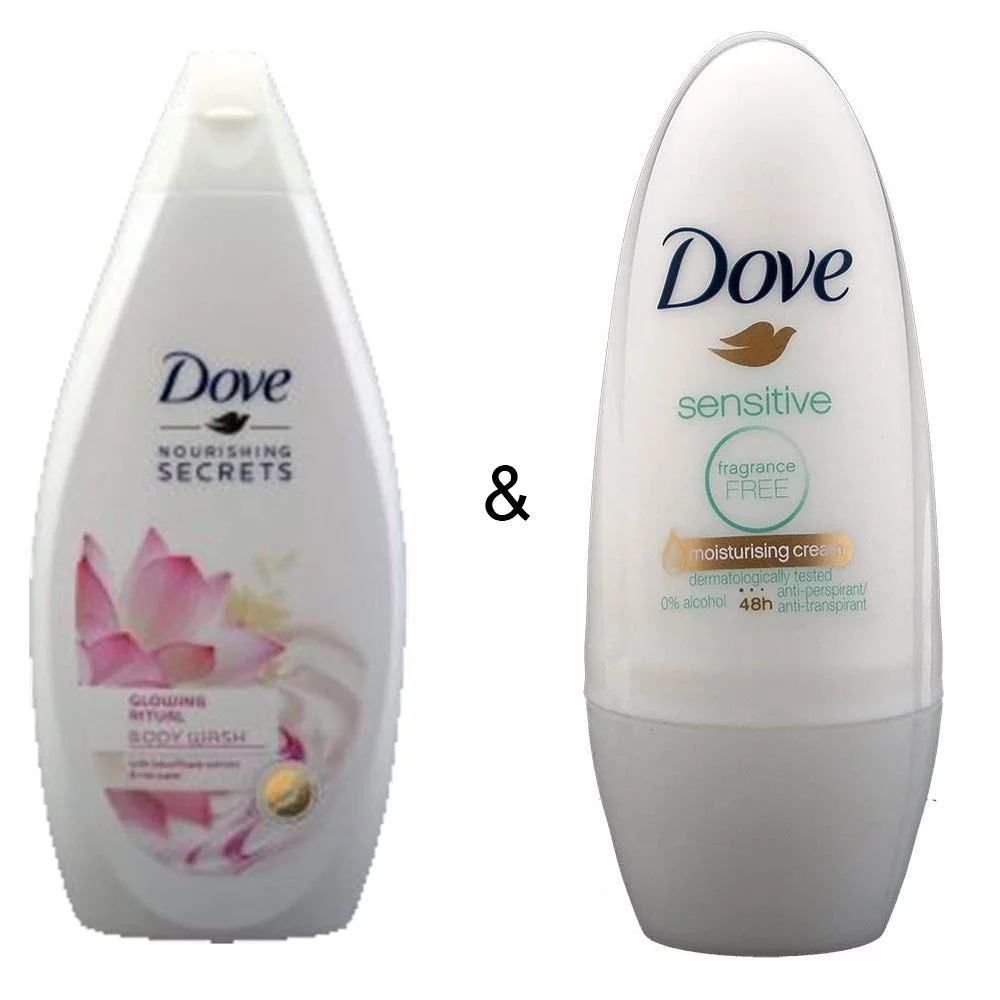 Body Wash Glowing Ritual 500 by Dove & Roll-on Stick Sensitive 50ml by Dove