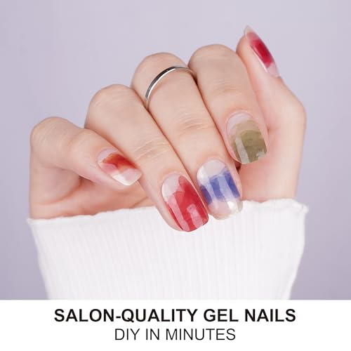 DANNI & TONI Semi Cured Gel Nail Strips Christmas Santa Claus Snowflakes Cat Eye Gel Nail Wraps 28 Stickers | Mistletoe Meow