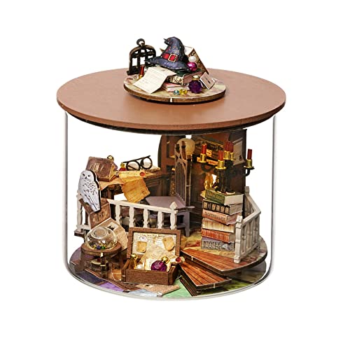 Miniature House kit DIY Miniature Dollhouse kit Mini Doll House Making in Bottle Warm Light/Furniture