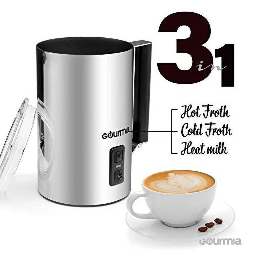 Gourmia Milk Frother, Stainless Steel Design