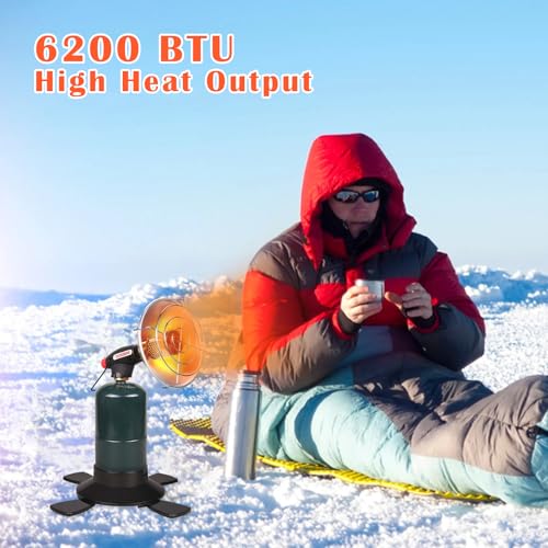 DOMINOX 6200BTU Propane Heater with Igniter and Temperature Control Valve, Camping Heaters with Gas Cylinder Base, Golf Cart Heater Fuel by Propane and MAPP Gas