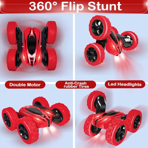FREE TO FLY Remote Control Car Boys Toys: 360 Flip Rc Cars 2.4Ghz Double-Sided Rotating Stunt Car 6 7 8 9 10 11 12 Year Old Kids Girls Outdoor Indoor