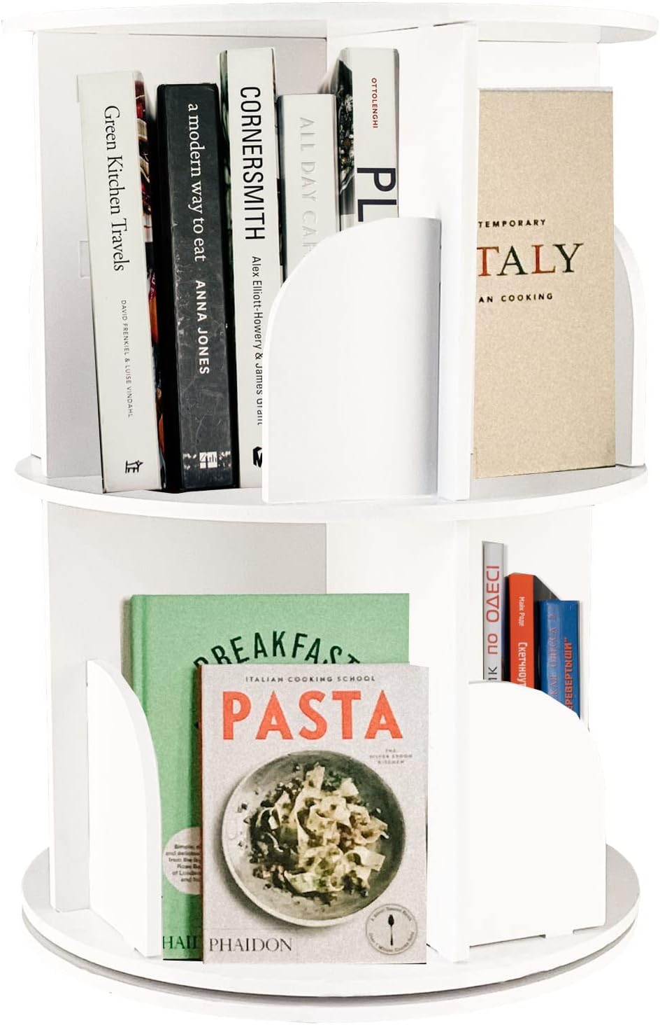Rotating Bookshelf 2 Tier, Small Rotating Bookshelf, 2 Tier Rotating Bookshelf, Spinning Bookshelf Tower for Kids, White Rotating Bookshelf Stackable, Small Spinning Bookshelf Kids,
