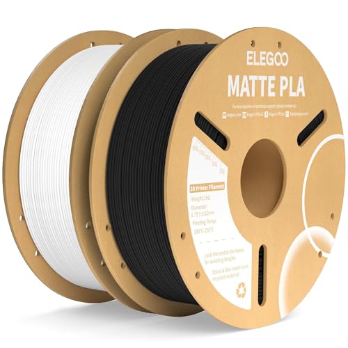 ELEGOO Matte PLA Filament Matte Black 4KG, 1.75mm 3D Printer Filament Dimensional Accuracy +/- 0.02mm, 4pcs 1kg Carboard Spool (2.2lbs) for Most FDM 3D Printers