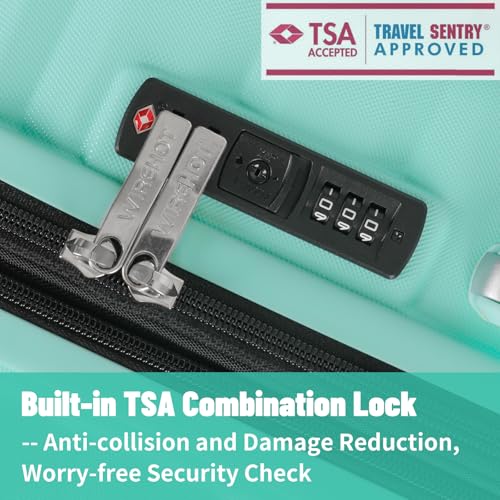 Lightweight Luggage with Spinner Wheels & YKK Zipper, 3-Piece Travel Suitcase ABS+PC Hardshell Luggage Set with TSA Lock, Light Avocado Green (20+24+28 inch)