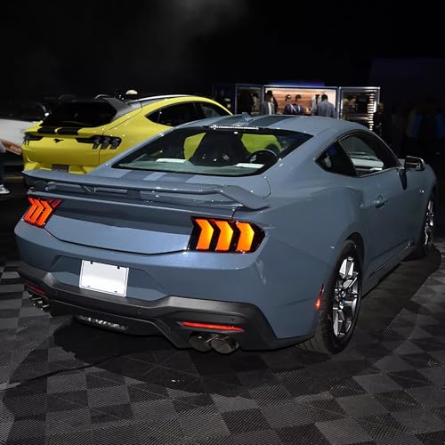 VLAND LED Rear Lights Compatible with Mustang 2015-2023 w/Sequential Turn Signal (5-Modes Switchable Lighting), Clear Lens Taillight Assembly, Passenger&Driver Sides (Clear)