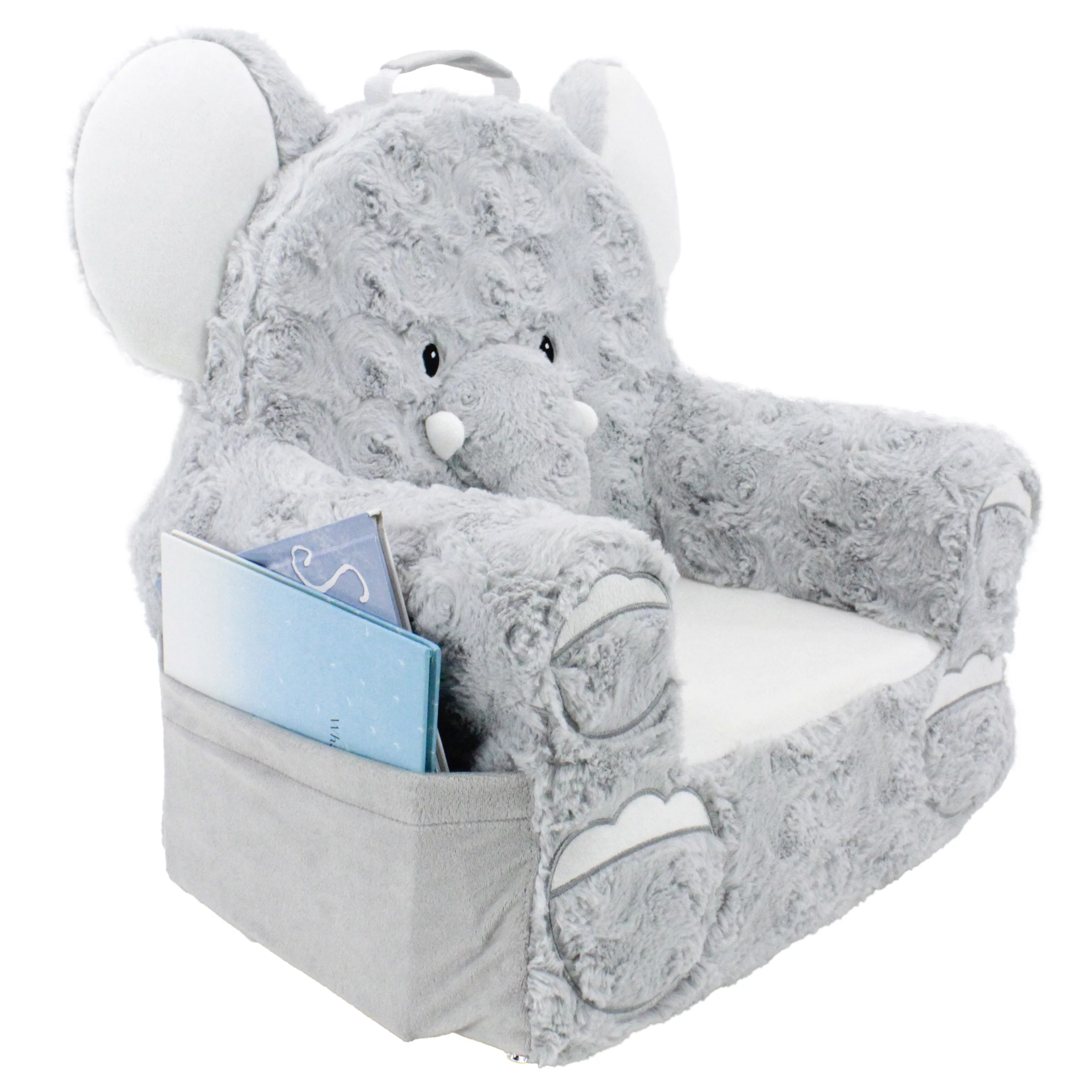 Soft Landing Sweet Seats, Premium and Comfy Toddler Lounge Chair with Carrying Handle & Side Pockets –Polyester, Elephant