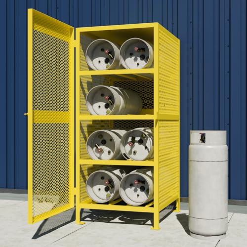 Jamco CH080YPQA Horizontal Storage Cylinder Cabinet for Storing Forklift Propane Gas Tanks, 8 Cylinder Capacity, 14-Gauge Steel, 33
