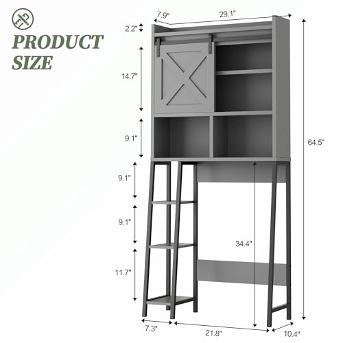 Shintenchi Over The Toilet Storage Cabinet, Bathroom Shelf Organizer with Anti-Tip Device Small Freestanding Space Saver with Adjustable Shelf，White