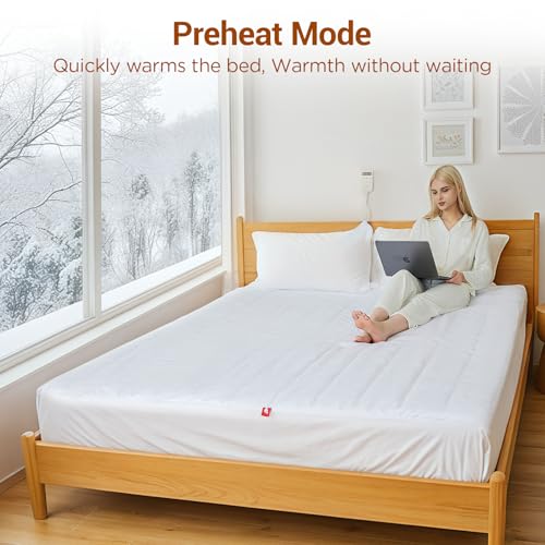 Comfytemp Heated Mattress Pad Queen —Dual Zone Control & Preheat Function & Smart Downshift, 60