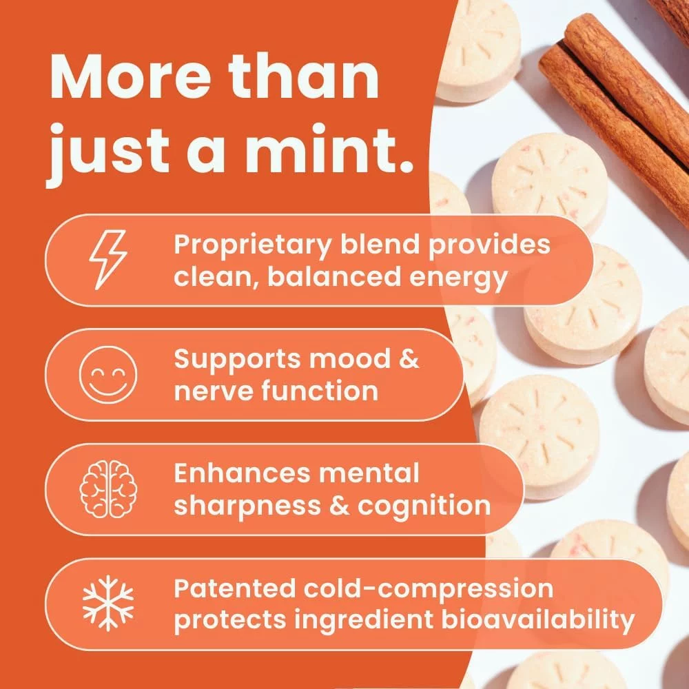 NeuroMints Cinnamon Caffeine Mints with L Theanine and Vitamin B6 B12 Energy and Brain Supplement Nootropics, 12 Pack (144 Count)