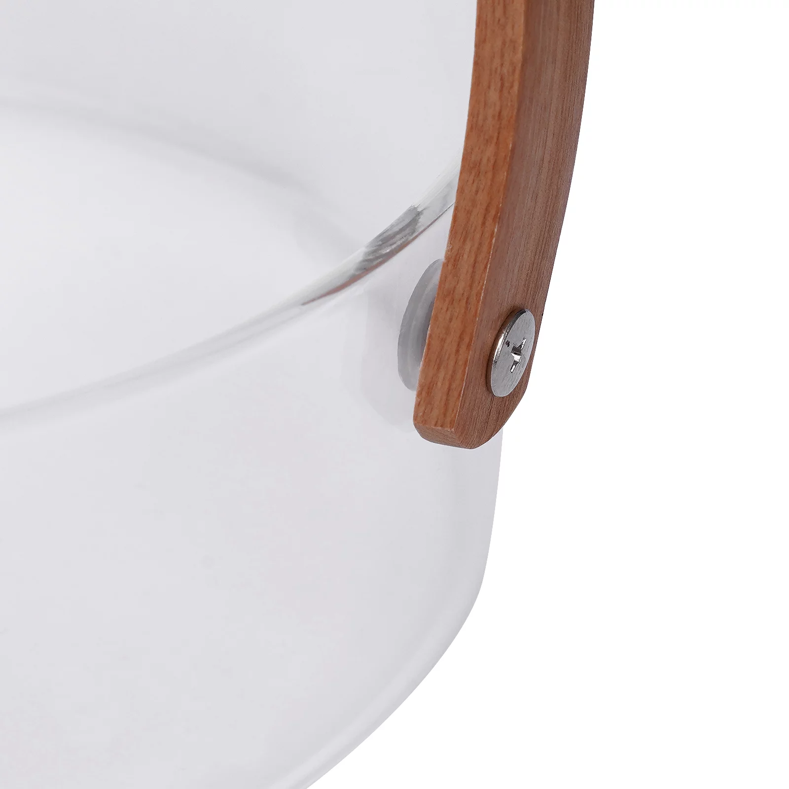 Miumaeov Fruit Serving Bowl Ice Bucket with Handle, 7.09 x 2.36 in Clear Glass Nuts Dry Fruit Snack Tray Fruit Bowl Holder Dried Fruit Basket with Wood Divider