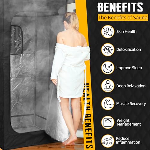 Large Portable Steam Sauna, 3L Steamer Portable Sauna Box for Home, Personal Sauna with Big Sauna Chair, Remote Control, Foot Massager, 3.2’ x 3.2’ x 6.0’, Navy Blue