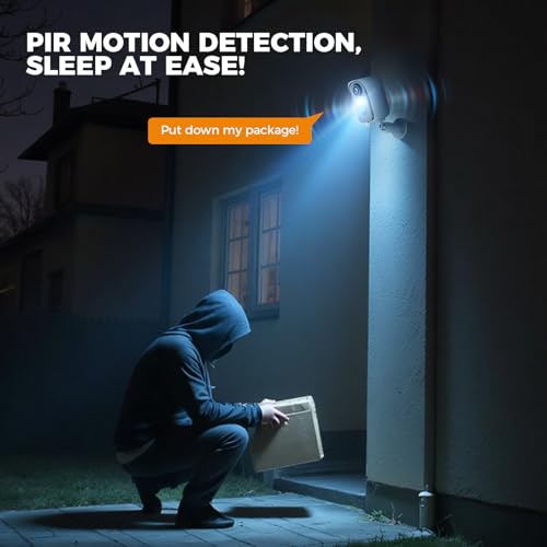 2K Security Cameras Wireless Outdoor - 5200mAh Battery Powered, AI Motion Detection, Color Night Vision & Two-Way Audio, IP65 Waterproof, 30-Day Free Cloud Trial, Works with iOS/Android