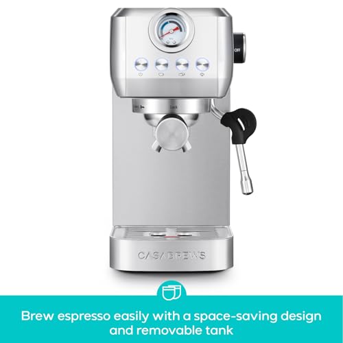 CASABREWS 3700 Gense Espresso Machine 20 Bar, Stainless Steel Espresso Maker With Steam Milk Frother, Coffee Machine Cappuccino Latte Machine With 43.9 oz Removable Water Tank