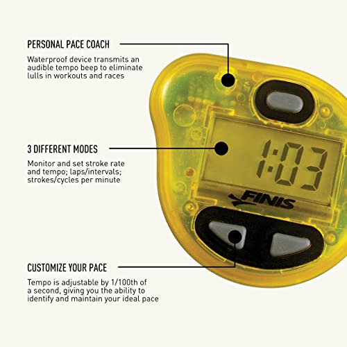 FINIS Tempo Trainer Pro Audible Metronome Pacing Device , Yellow/Blk, Small