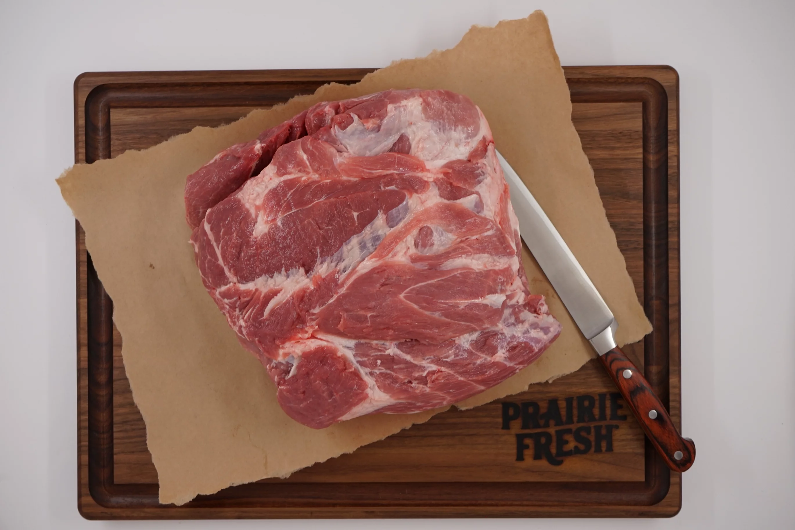 Prairie Fresh Natural Fresh Pork Shoulder Butt Roast, Boneless, 7.3- 9.0 lb, 21g of protein per 4oz serving