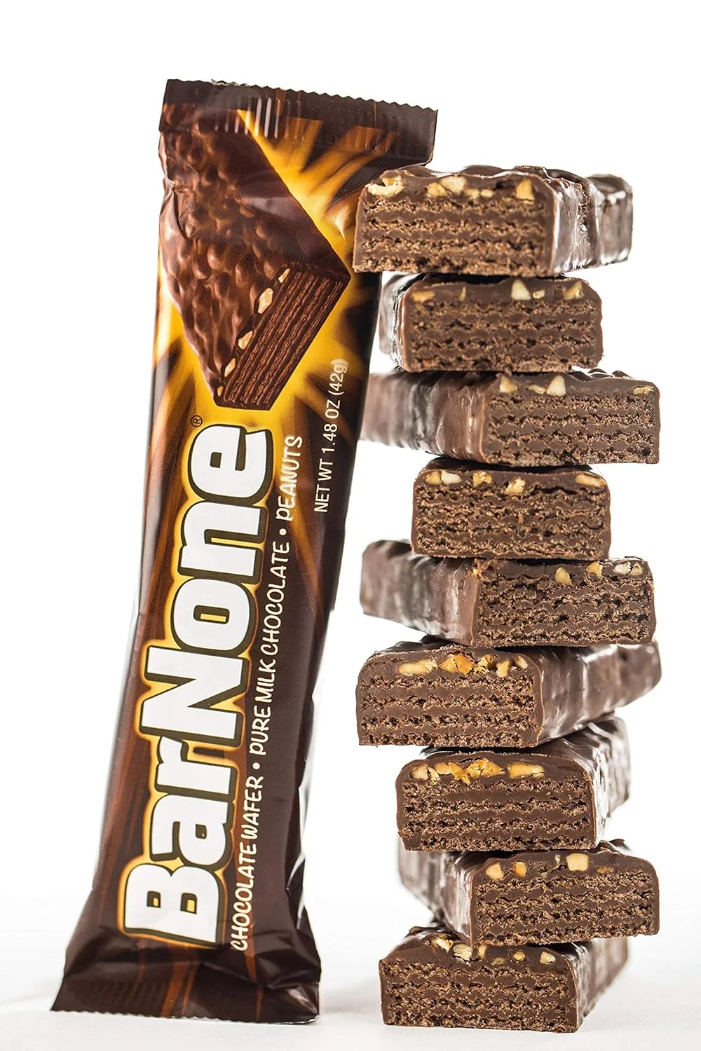 BarNone Chocolate Bar | Chocolate Wafer – Pure Milk Chocolate - Peanuts | A Chocolate Lover’s Candy Bar | BarNone Chocolate Bar Brought To You By Iconic Candy | 24 Count