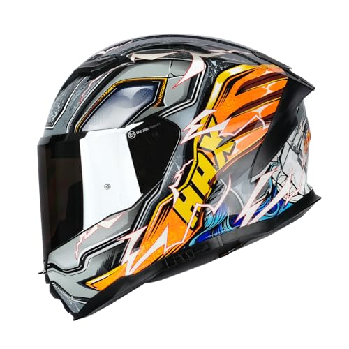 HAX Force Aerodynamic Full Face Helmet for Street & E-Bikes DOT & ECE Certified - Enhanced Dual Visor, Adult Size, Pinlock Ready Matte Black Gold M