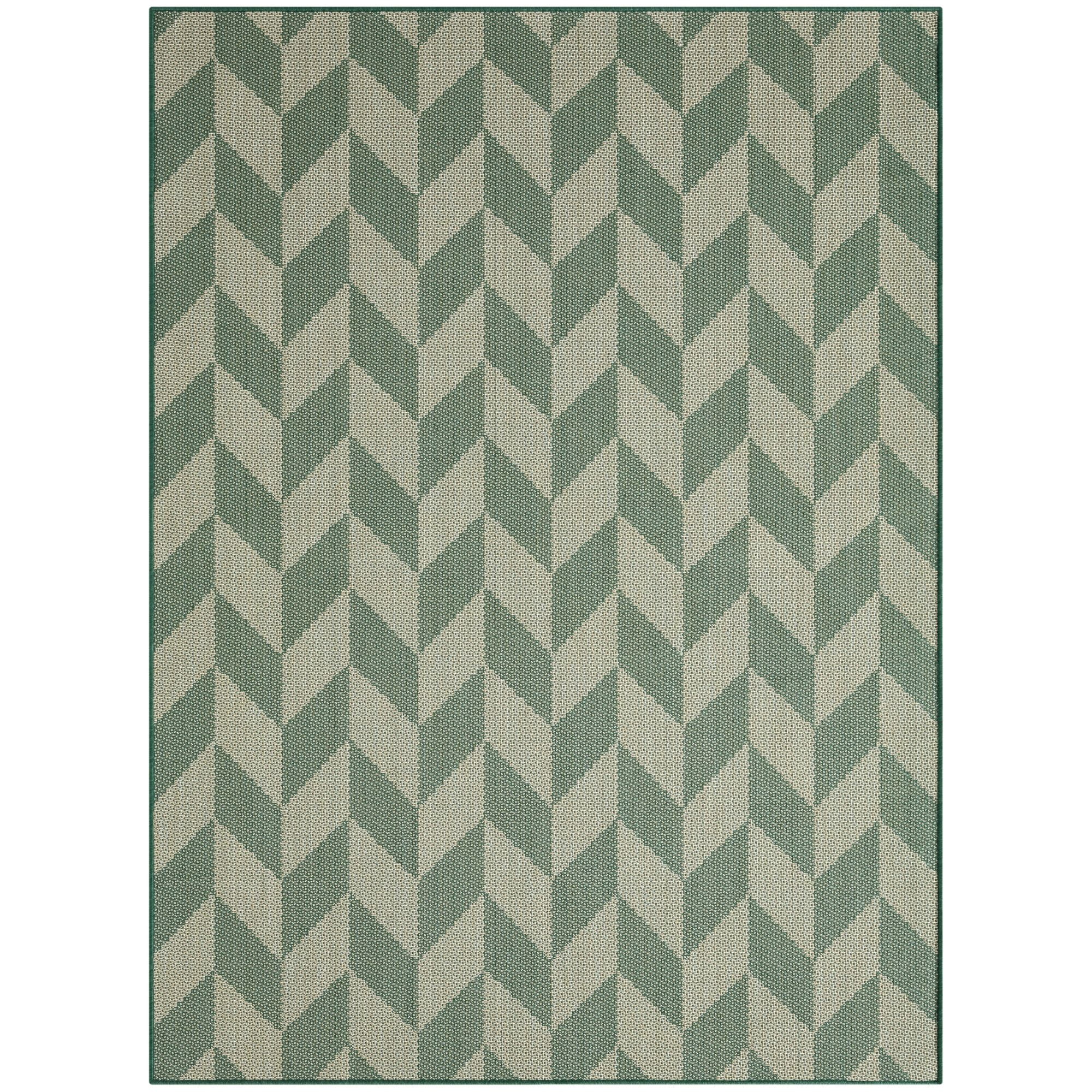 Nicole Miller New York Patio Country Calla Contemporary Herringbone Indoor/Outdoor Area Rug, Beige/Green, 5'2