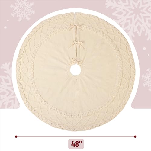 Mr. Pen- Christmas Tree Skirt 48 inches, Knitted Christmas Skirt Tree, Xmas Tree Skirt